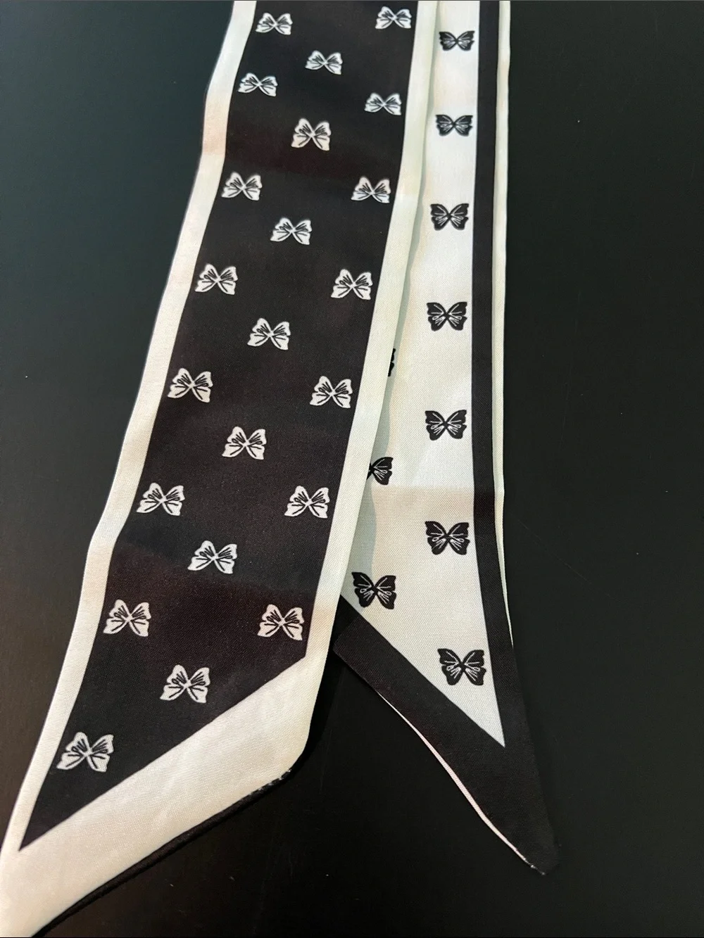 Black & White Butterfly Accent Scarf Bag, Hair, or Neck Accessory